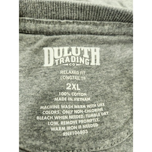 Duluth Mens Relaxed Fit Longtail T-Shirt Size 2XL Heathered Gray Long Sleeve - Picture 3 of 6